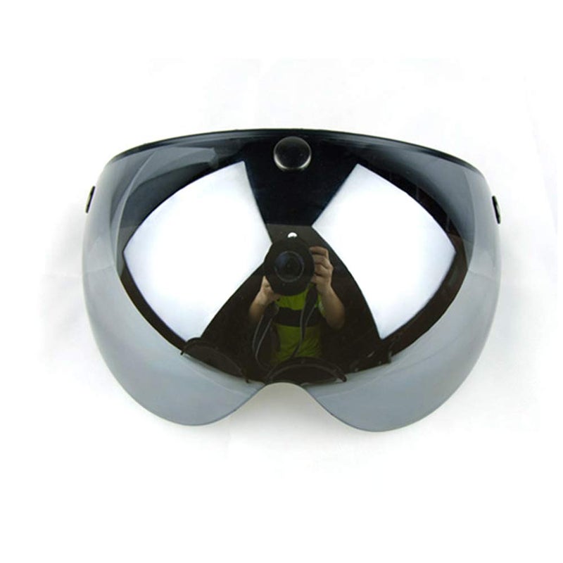 WANCAR Universal Motorcycle Retro Pilot-Style Standard 3 Snap-Button Visor Flip Up Down Open Face Helmet Wind Shield(Mirrored) - Image 1